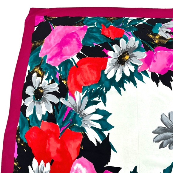 VINTAGE CHRISTIAN DIOR VIBRANT COLORFUL FLORAL SILK SCARF - 34" square - Picture 5 of 10